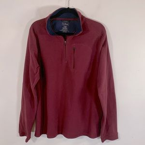 L.L. Bean Classic 1/4 Zip Long Sleeve Mens Size L Maroon Pullover A-Line Shirt